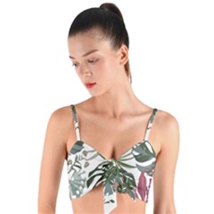 Tropical T- Shirt Tropical Pattern Antler T- Shirt Woven Tie Front Bralet by maxcute