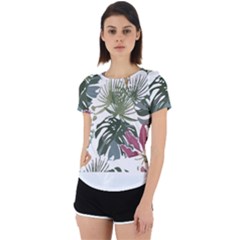 Tropical T- Shirt Tropical Pattern Antler T- Shirt Back Cut Out Sport Tee by maxcute