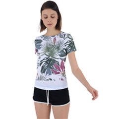 Tropical T- Shirt Tropical Pattern Antler T- Shirt Back Circle Cutout Sports Tee by maxcute