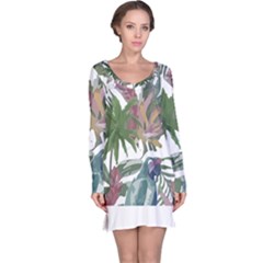 Tropical T- Shirt Tropical Pattern Chupa Flowers T- Shirt Long Sleeve Nightdress by maxcute