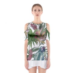 Tropical T- Shirt Tropical Pattern Chupa Flowers T- Shirt Shoulder Cutout One Piece Dress by maxcute