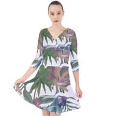 Tropical T- Shirt Tropical Pattern Chupa Flowers T- Shirt Quarter Sleeve Front Wrap Dress by maxcute