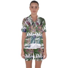 Tropical T- Shirt Tropical Pattern Chupa Flowers T- Shirt Satin Short Sleeve Pajamas Set by maxcute