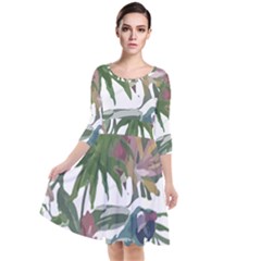 Tropical T- Shirt Tropical Pattern Chupa Flowers T- Shirt Quarter Sleeve Waist Band Dress by maxcute