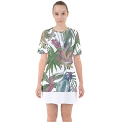 Tropical T- Shirt Tropical Pattern Chupa Flowers T- Shirt Sixties Short Sleeve Mini Dress by maxcute