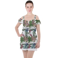 Tropical T- Shirt Tropical Pattern Chupa Flowers T- Shirt Ruffle Cut Out Chiffon Playsuit by maxcute