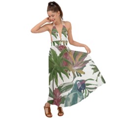 Tropical T- Shirt Tropical Pattern Chupa Flowers T- Shirt Backless Maxi Beach Dress by maxcute