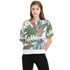 Tropical T- Shirt Tropical Pattern Chupa Flowers T- Shirt One Shoulder Cut Out Tee by maxcute