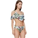 Tropical T- Shirt Tropical Pattern Chupa Flowers T- Shirt Ruffle Edge Tie Up Bikini Set	 View3