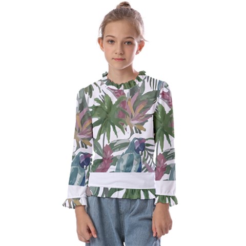 Tropical T- Shirt Tropical Pattern Chupa Flowers T- Shirt Kids  Frill Detail Tee by maxcute