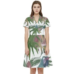 Tropical T- Shirt Tropical Pattern Chupa Flowers T- Shirt Short Sleeve Waist Detail Dress by maxcute