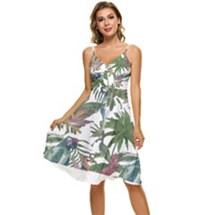 Tropical T- Shirt Tropical Pattern Chupa Flowers T- Shirt Sleeveless Tie Front Chiffon Dress by maxcute