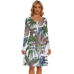 Tropical T- Shirt Tropical Pattern Chupa Flowers T- Shirt Long Sleeve Dress With Pocket by maxcute