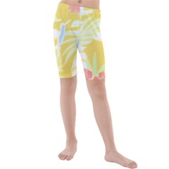 Tropical T- Shirt Tropical Pattern Feminiflorative T- Shirt Kids  Mid Length Swim Shorts by maxcute