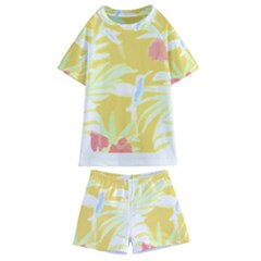 Tropical T- Shirt Tropical Pattern Feminiflorative T- Shirt Kids  Swim Tee And Shorts Set by maxcute