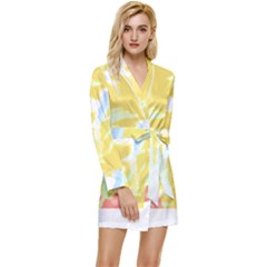 Tropical T- Shirt Tropical Pattern Feminiflorative T- Shirt Long Sleeve Satin Robe by maxcute