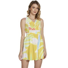 Tropical T- Shirt Tropical Pattern Feminiflorative T- Shirt Sleeveless High Waist Mini Dress