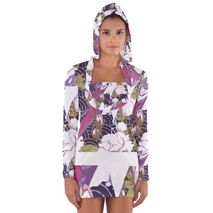 Tropical T- Shirt Tropical Pattern Floriculture T- Shirt Long Sleeve Hooded T-shirt