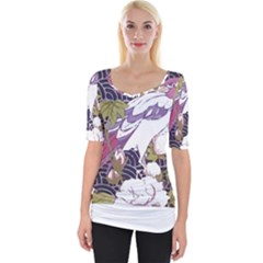 Tropical T- Shirt Tropical Pattern Floriculture T- Shirt Wide Neckline Tee