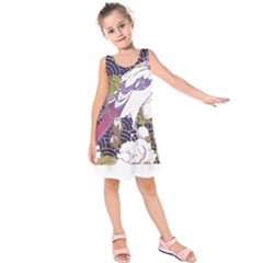 Tropical T- Shirt Tropical Pattern Floriculture T- Shirt Kids  Sleeveless Dress