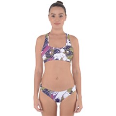 Tropical T- Shirt Tropical Pattern Floriculture T- Shirt Cross Back Hipster Bikini Set