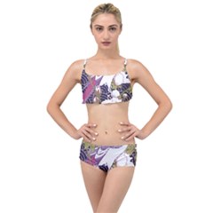 Tropical T- Shirt Tropical Pattern Floriculture T- Shirt Layered Top Bikini Set