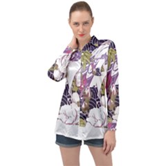 Tropical T- Shirt Tropical Pattern Floriculture T- Shirt Long Sleeve Satin Shirt