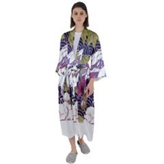 Tropical T- Shirt Tropical Pattern Floriculture T- Shirt Maxi Satin Kimono