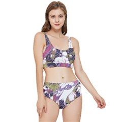 Tropical T- Shirt Tropical Pattern Floriculture T- Shirt Frilly Bikini Set