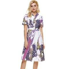 Tropical T- Shirt Tropical Pattern Floriculture T- Shirt Button Top Knee Length Dress