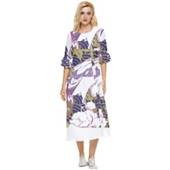 Tropical T- Shirt Tropical Pattern Floriculture T- Shirt Double Cuff Midi Dress