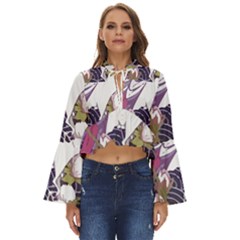 Tropical T- Shirt Tropical Pattern Floriculture T- Shirt Boho Long Bell Sleeve Top