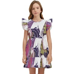 Tropical T- Shirt Tropical Pattern Floriculture T- Shirt Kids  Winged Sleeve Dress