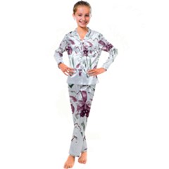 Tropical T- Shirt Tropical Pattern Hawaii T- Shirt Kid s Satin Long Sleeve Pajamas Set by maxcute