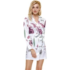 Tropical T- Shirt Tropical Pattern Hawaii T- Shirt Long Sleeve Satin Robe by maxcute