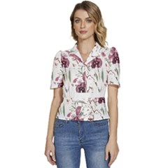 Tropical T- Shirt Tropical Pattern Hawaii T- Shirt Puffed Short Sleeve Button Up Jacket