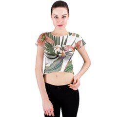 Tropical T- Shirt Tropical Pattern Quiniflore T- Shirt Crew Neck Crop Top by maxcute