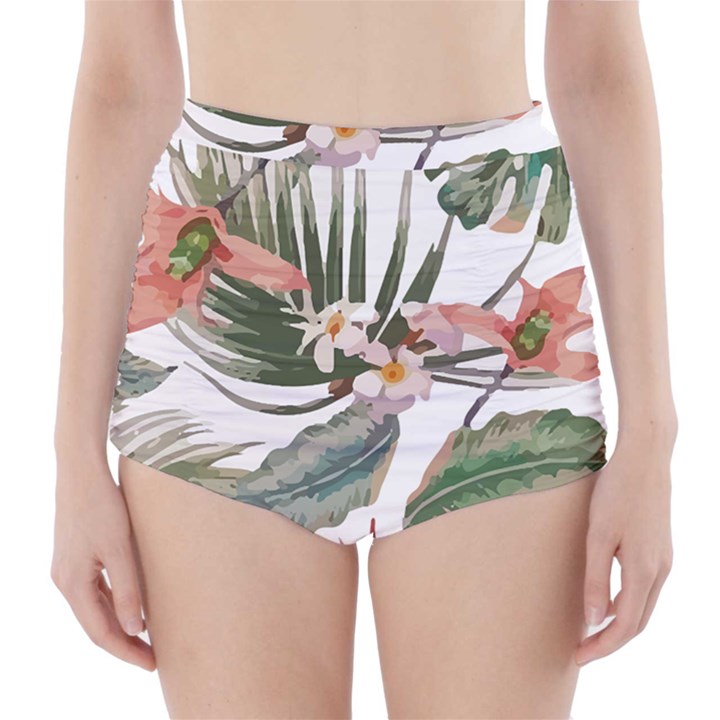 Tropical T- Shirt Tropical Pattern Quiniflore T- Shirt High-Waisted Bikini Bottoms