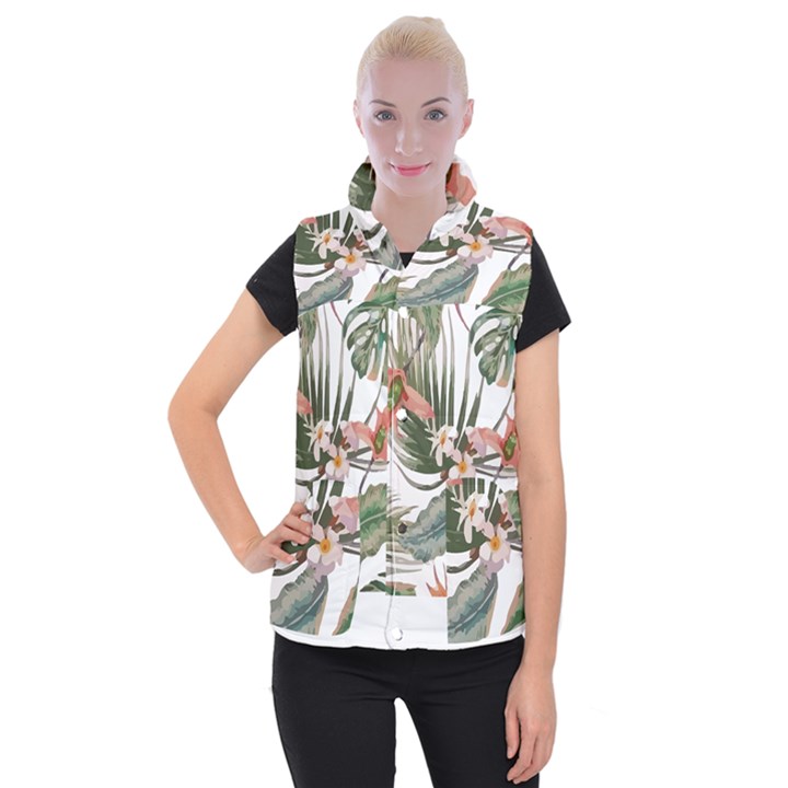 Tropical T- Shirt Tropical Pattern Quiniflore T- Shirt Women s Button Up Vest