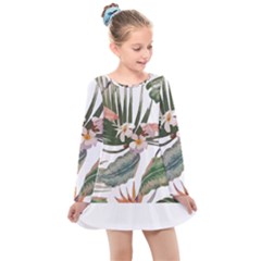 Tropical T- Shirt Tropical Pattern Quiniflore T- Shirt Kids  Long Sleeve Dress by maxcute