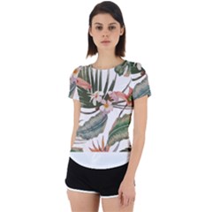 Tropical T- Shirt Tropical Pattern Quiniflore T- Shirt Back Cut Out Sport Tee by maxcute