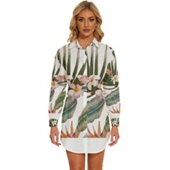 Tropical T- Shirt Tropical Pattern Quiniflore T- Shirt Womens Long Sleeve Shirt Dress