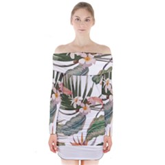 Tropical T- Shirt Tropical Pattern Quiniflore T- Shirt Long Sleeve Off Shoulder Dress by maxcute