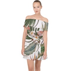 Tropical T- Shirt Tropical Pattern Quiniflore T- Shirt Off Shoulder Chiffon Dress by maxcute