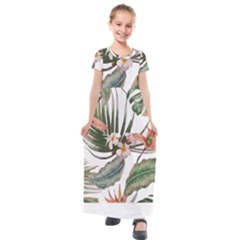 Tropical T- Shirt Tropical Pattern Quiniflore T- Shirt Kids  Short Sleeve Maxi Dress by maxcute