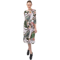 Tropical T- Shirt Tropical Pattern Quiniflore T- Shirt Ruffle End Midi Chiffon Dress by maxcute