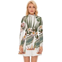 Tropical T- Shirt Tropical Pattern Quiniflore T- Shirt Long Sleeve Velour Longline Dress by maxcute