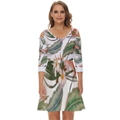 Tropical T- Shirt Tropical Pattern Quiniflore T- Shirt Shoulder Cut Out Zip Up Dress by maxcute