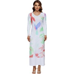 Tropical T- Shirt Tropical Sublime Blossom T- Shirt Long Sleeve Velour Longline Maxi Dress