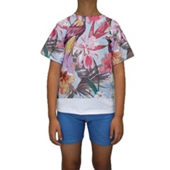 Tropical T- Shirt Tropical Sublime Floral T- Shirt Kids  Short Sleeve Swimwear by maxcute